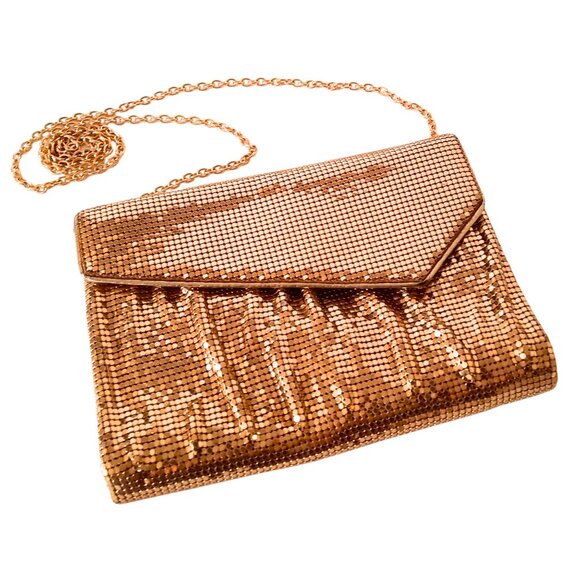 Whiting & Davis Clutch Gold Mesh Purse Evening Bag Detachable Crossbody Chain - Picture 15 of 16